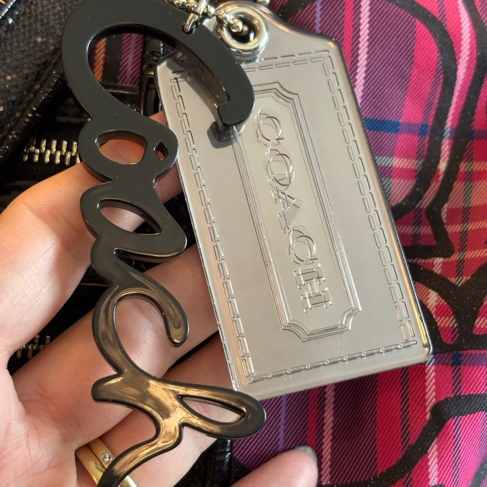 EUC Coach Poppy Pink and Black Shoulder Bag with Plaid Design - Picture 11 of 15